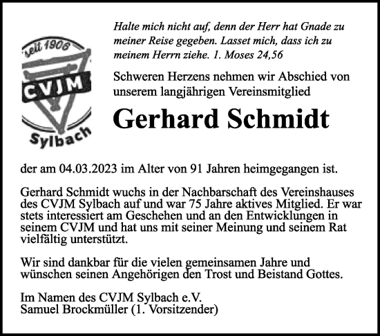 Anzeige  Gerhard Schmidt  Lippische Landes-Zeitung