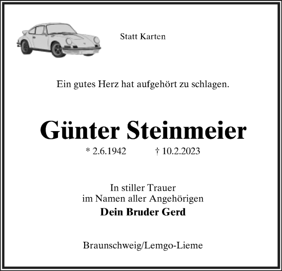Anzeige  Günter Steinmeier  Lippische Landes-Zeitung