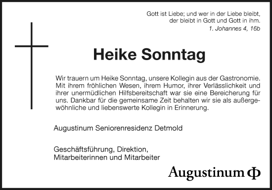 Anzeige  Heike Sonntag  Lippische Landes-Zeitung