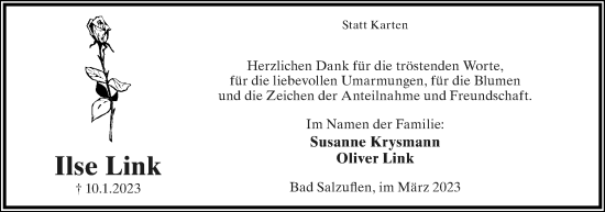 Anzeige  Ilse Link  Lippische Landes-Zeitung