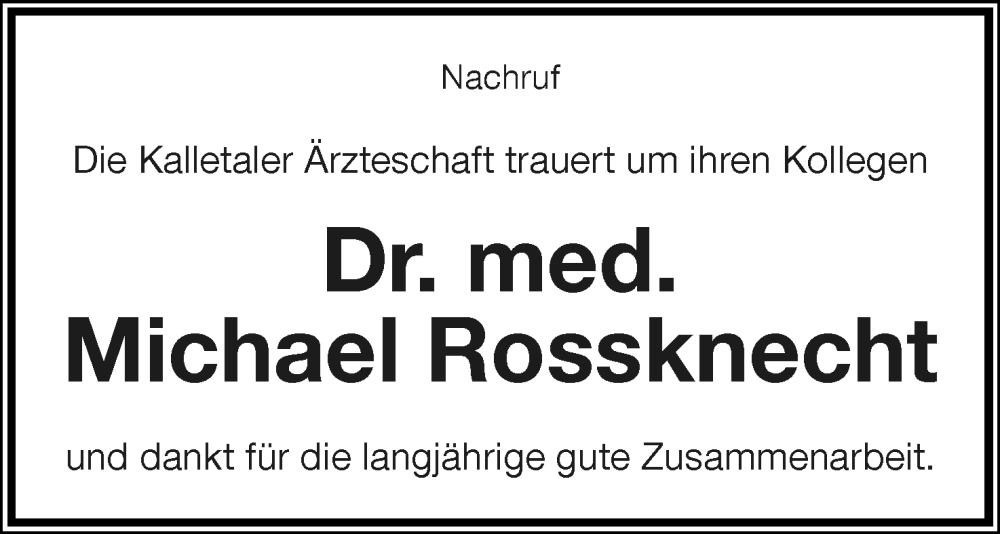  Traueranzeige für Michael Rossknecht vom 25.03.2023 aus Lippische Landes-Zeitung