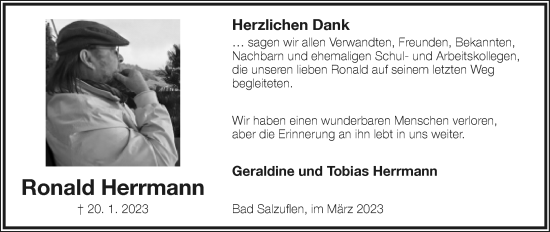 Anzeige  Ronald Herrmann  Lippische Landes-Zeitung