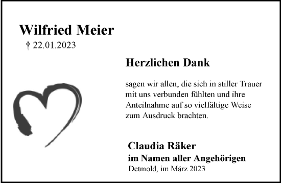Anzeige  Wilfried Meier  Lippische Landes-Zeitung