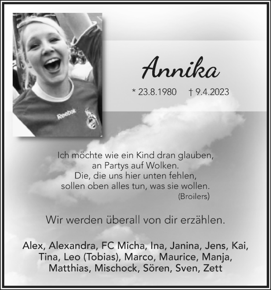 Anzeige  Annika   Lippische Landes-Zeitung