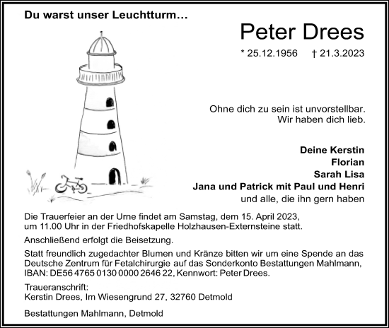 Anzeige  Peter Drees  Lippische Landes-Zeitung