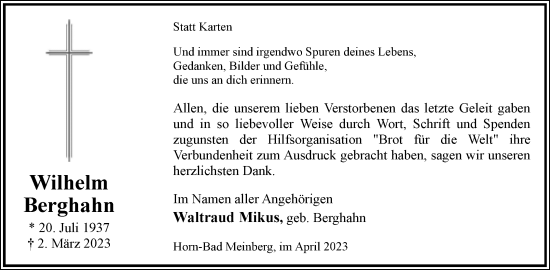 Anzeige  Wilhelm Berghahn  Lippische Landes-Zeitung