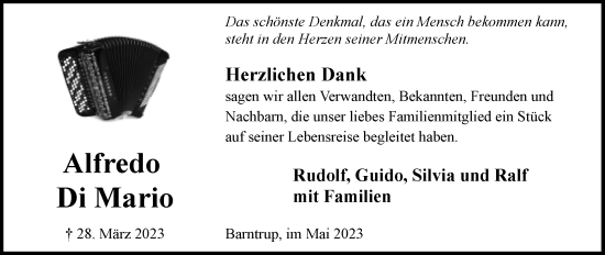 Anzeige  Alfredo Di Mario  Lippische Landes-Zeitung