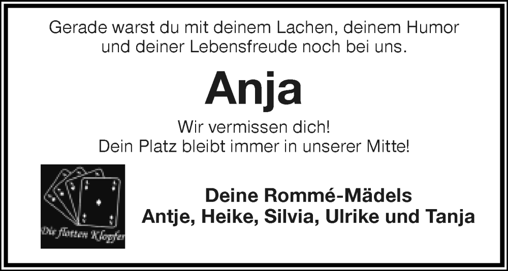  Traueranzeige für Anja Beermann  vom 20.05.2023 aus Lippische Landes-Zeitung