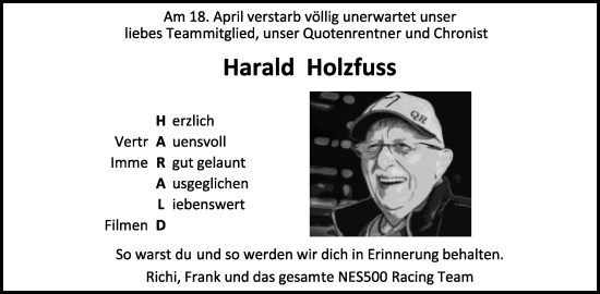 Anzeige  Harald Holzfuss  Lippische Landes-Zeitung