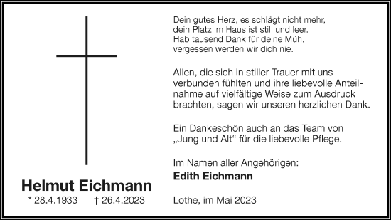 Anzeige  Helmut Eichmann  Lippische Landes-Zeitung