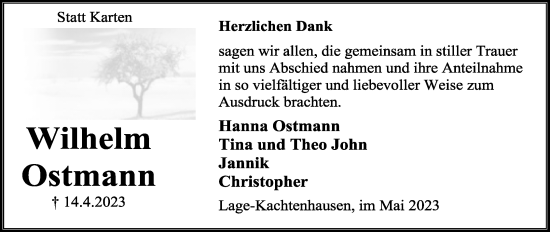 Anzeige  Wilhelm Ostmann  Lippische Landes-Zeitung