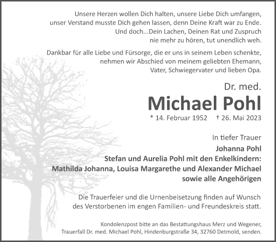 Anzeige  Michael Pohl  Lippische Landes-Zeitung