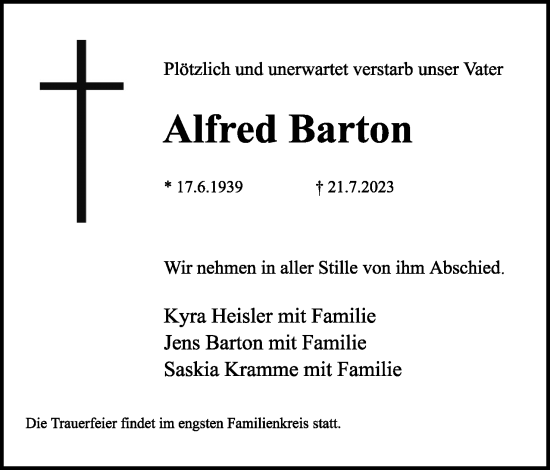 Anzeige  Alfred Barton  Lippische Landes-Zeitung