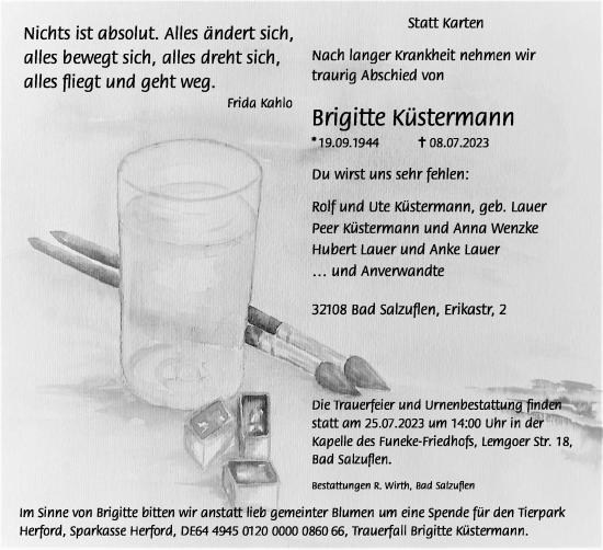 Anzeige  Brigitte Küstermann  Lippische Landes-Zeitung