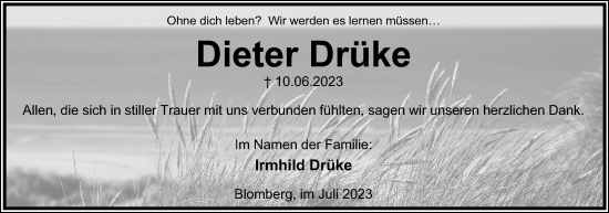 Anzeige  Dieter Drüke  Lippische Landes-Zeitung