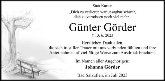 Anzeige  Günter Görder  Lippische Landes-Zeitung