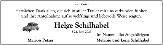 Anzeige  Helge Schilhabel  Lippische Landes-Zeitung