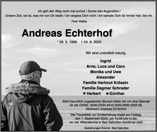 Anzeige  Andreas Echterhof  Lippische Landes-Zeitung