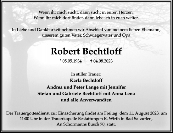 Anzeige  Robert Bechtloff  Lippische Landes-Zeitung