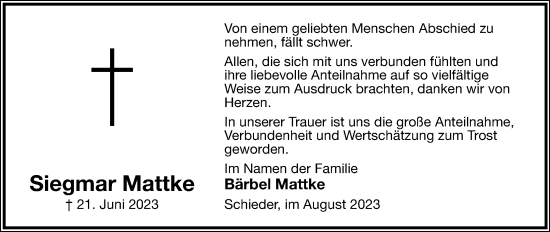 Anzeige  Siegmar Mattke  Lippische Landes-Zeitung