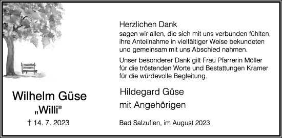 Anzeige  Wilhelm Güse  Lippische Landes-Zeitung