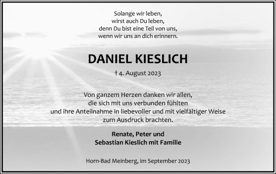 Anzeige  Daniel Kieslich  Lippische Landes-Zeitung