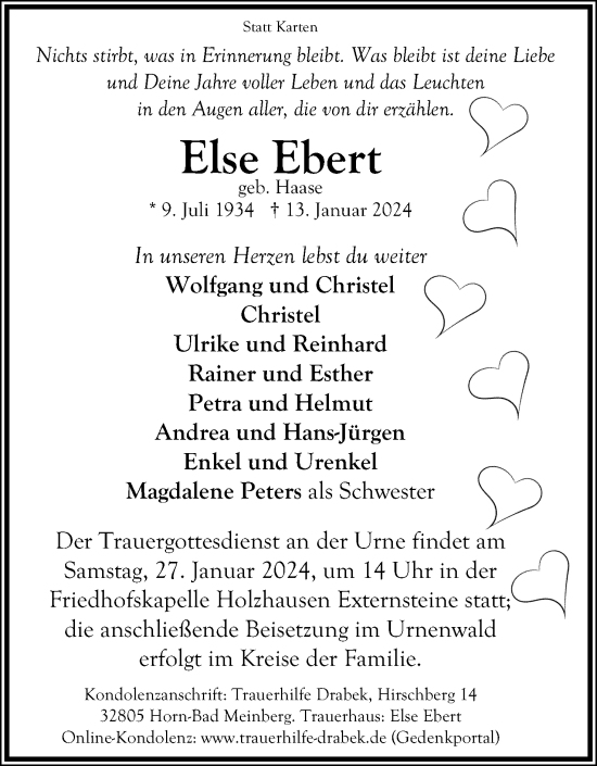Anzeige  Else Ebert  Lippische Landes-Zeitung