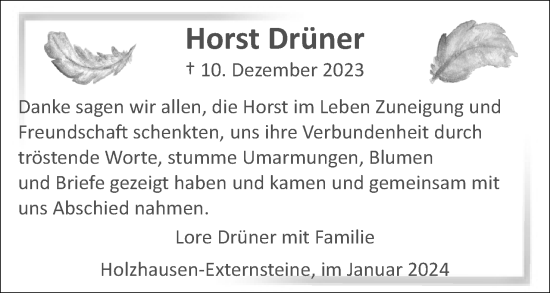 Anzeige  Horst Drüner  Lippische Landes-Zeitung