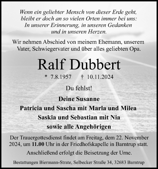 Anzeige  Ralf Dubbert  Lippische Landes-Zeitung