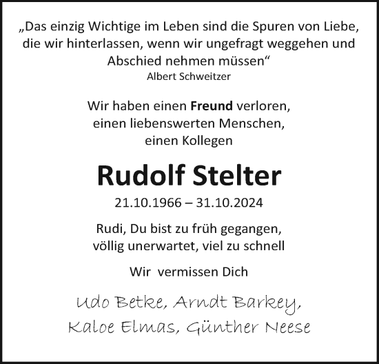 Anzeige  Rudolf Stelter  Lippische Landes-Zeitung