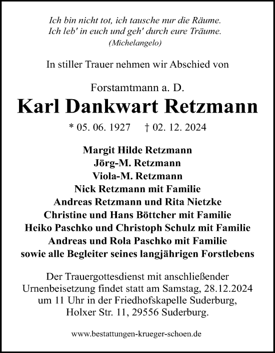 Anzeige  Karl Dankwart Retzmann  Lippische Landes-Zeitung