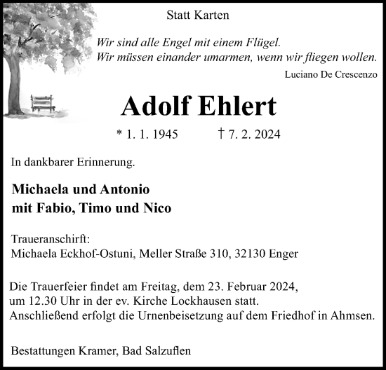 Anzeige  Adolf Ehlert  Lippische Landes-Zeitung