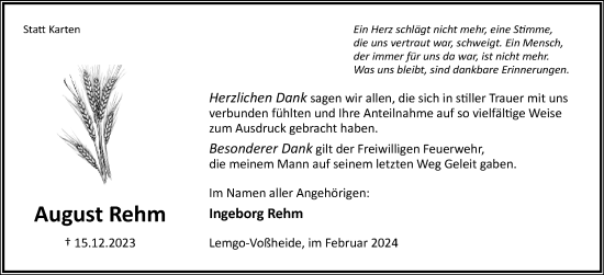 Anzeige  August Rehm  Lippische Landes-Zeitung