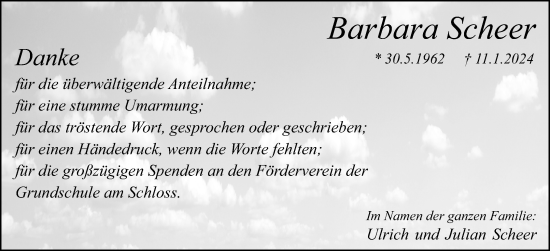 Anzeige  Barbara Scheer  Lippische Landes-Zeitung