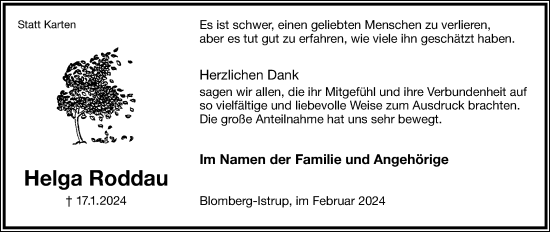 Anzeige  Helga Roddau  Lippische Landes-Zeitung