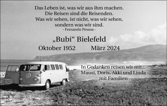 Anzeige  Bubi Bielefeld  Lippische Landes-Zeitung