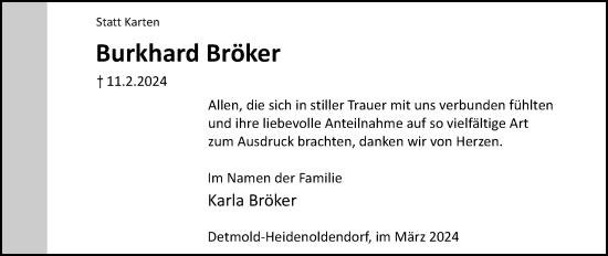 Anzeige  Burkhard Bröker  Lippische Landes-Zeitung