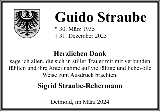 Anzeige  Guido Straube  Lippische Landes-Zeitung