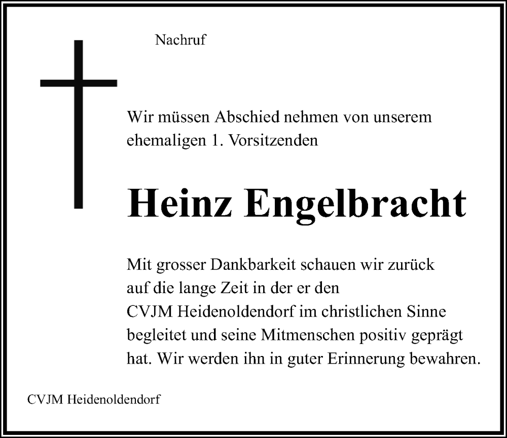  Traueranzeige für Heinz Engelbracht vom 16.03.2024 aus Lippische Landes-Zeitung