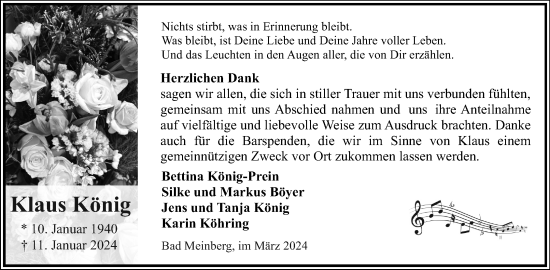 Anzeige  Klaus König  Lippische Landes-Zeitung