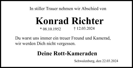 Anzeige  Konrad Richter  Lippische Landes-Zeitung