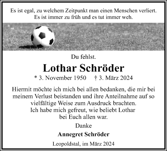 Anzeige  Lothar Schröder  Lippische Landes-Zeitung