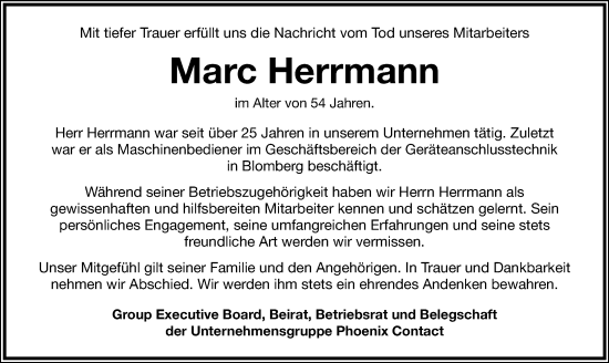 Anzeige  Marc Herrmann  Lippische Landes-Zeitung