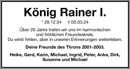 Anzeige  Rainer Ottemeier  Lippische Landes-Zeitung