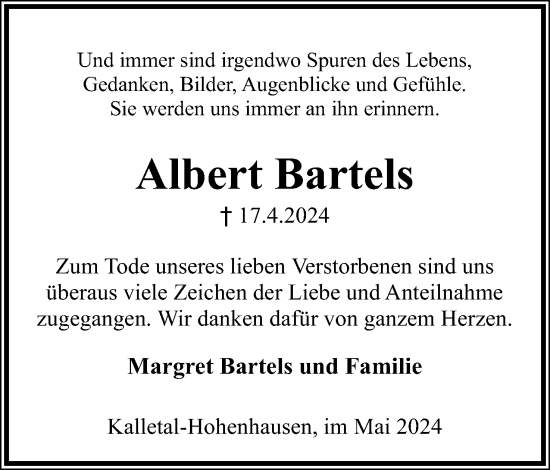 Anzeige  Albert Bartels  Lippische Landes-Zeitung