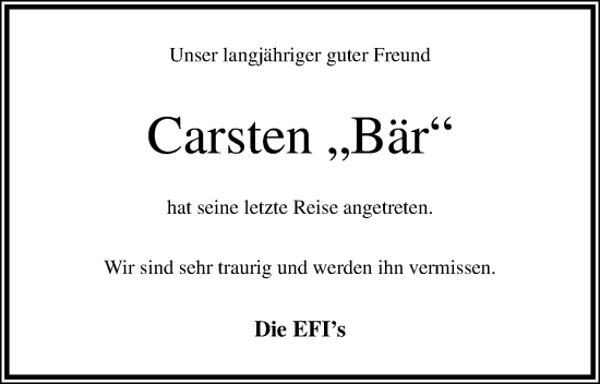 Anzeige  Carsten Bungard  Lippische Landes-Zeitung