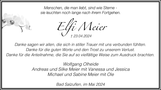 Anzeige  Elfi Meier  Lippische Landes-Zeitung