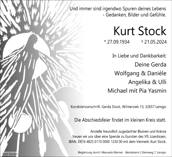 Anzeige  Kurt Stock  Lippische Landes-Zeitung