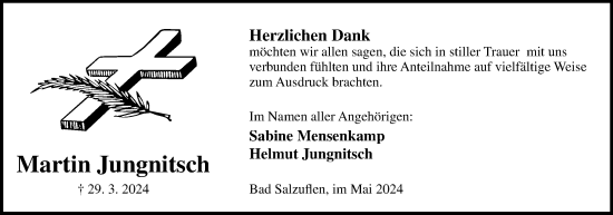 Anzeige  Martin Jungnitsch  Lippische Landes-Zeitung