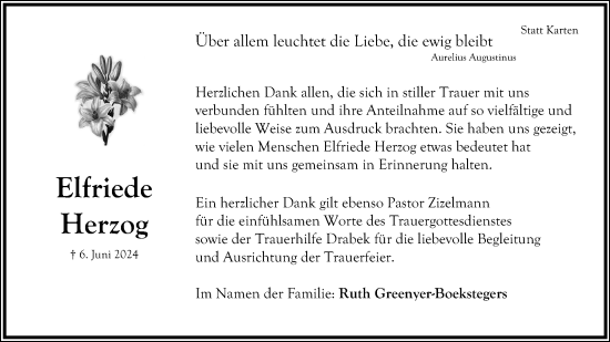 Anzeige  Elfriede Herzog  Lippische Landes-Zeitung